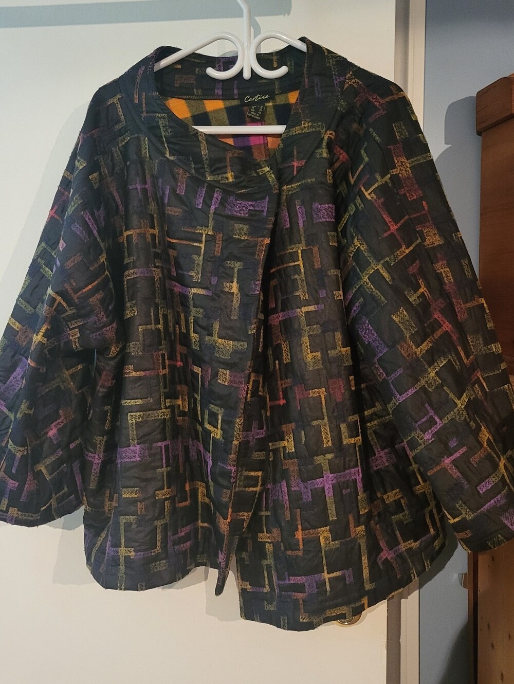 Vintage  Cartise Abstract Quilted Geometric Swing Jacket Size 18